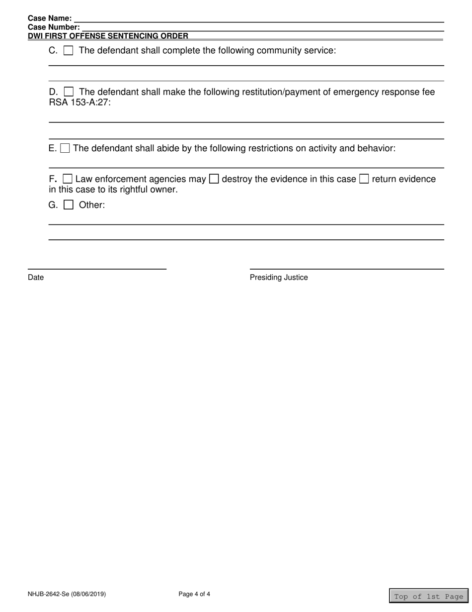 Form NHJB-2642-SE Dwi First Offense Sentencing Order - New Hampshire, Page 4