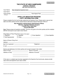 Form NHJB-2615-SUP Appellate Mediation Program Party Information Form - New Hampshire