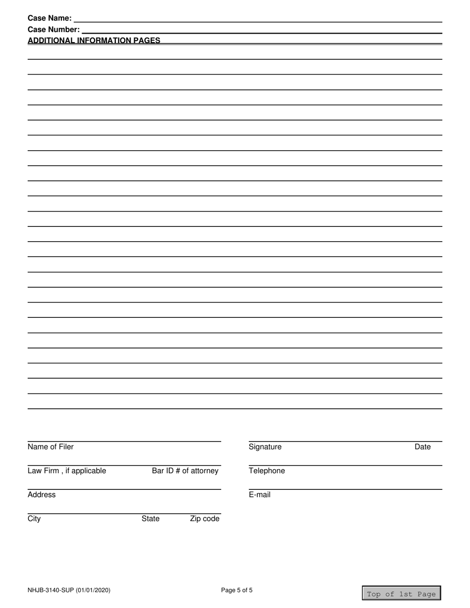 Form NHJB-3140-SUP Additional Information Pages - New Hampshire, Page 5