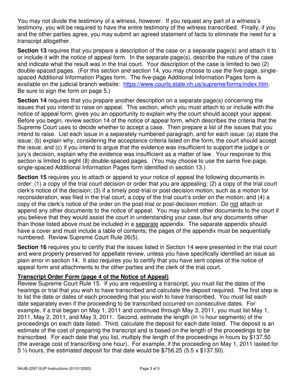 Instructions for Form NHJB-2297-SUP Rule 7 Notice of Discretionary Appeal - New Hampshire, Page 3