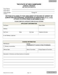 Document preview: Form NHJB-3124-DS Petition of Eligibility for Annulment of Record of Arrest or Conviction for Personal Possession of Marijuana (3/4 Oz. or Less) - New Hampshire