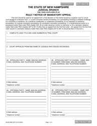 Document preview: Form NHJB-2296-SUP Rule 7 Notice of Mandatory Appeal - New Hampshire