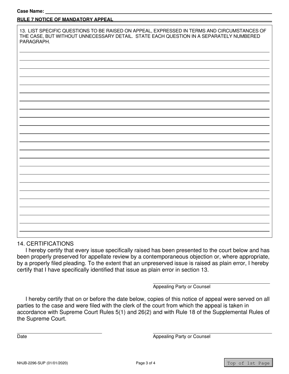 Form NHJB-2296-SUP Rule 7 Notice of Mandatory Appeal - New Hampshire, Page 3