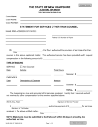 Form NHJB-2262-DF Statement for Services Other Than Counsel - New Hampshire