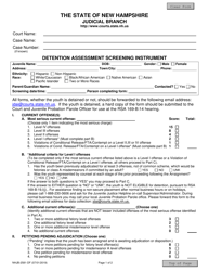 Document preview: Form NHJB-2581-DF Detention Assessment Screening Instrument - New Hampshire