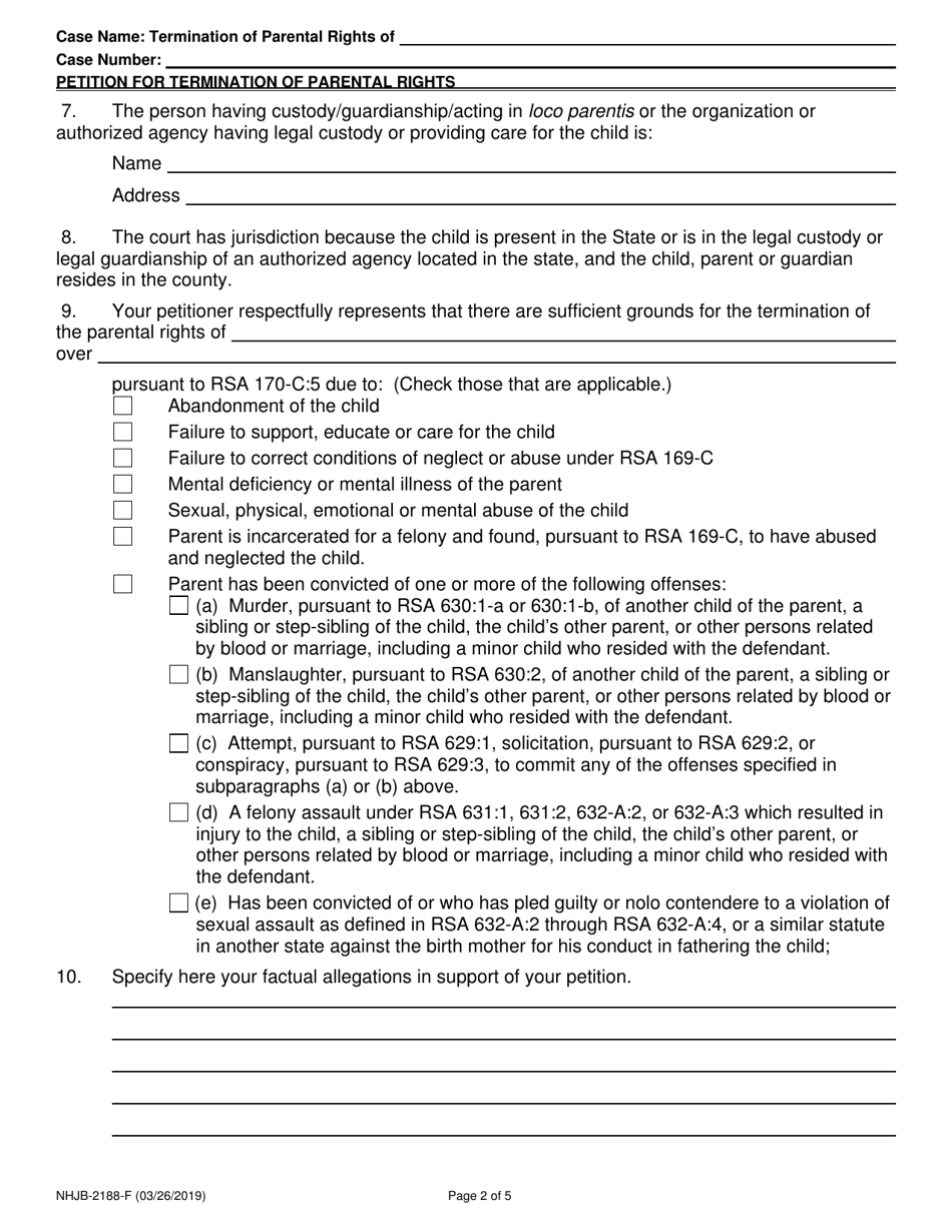 Form NHJB-2188-F Petition for Termination of Parental Rights - New Hampshire, Page 2