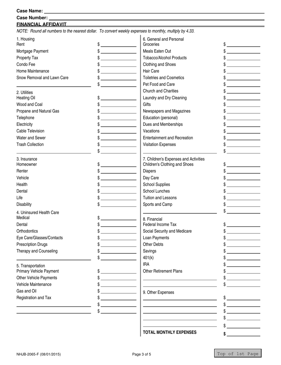 Form NHJB-2065-F - Fill Out, Sign Online and Download Fillable PDF, New ...