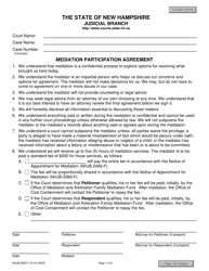 Document preview: Form NHJB-2052-F Mediation Participation Agreement - New Hampshire