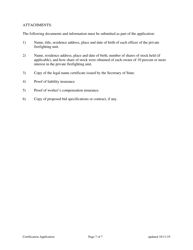 Application for Certification as a Private Firefighting Unit - New Hampshire, Page 7