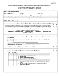 Form 324 &quot;Meal Review Form for Residential Child Care Institutions (Rccis) and Juvenile Detention Centers&quot; - New Jersey
