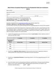 Form 34 Meal Pattern Exception Request Form for Residential Child Care Institutions (Rcci) - New Jersey