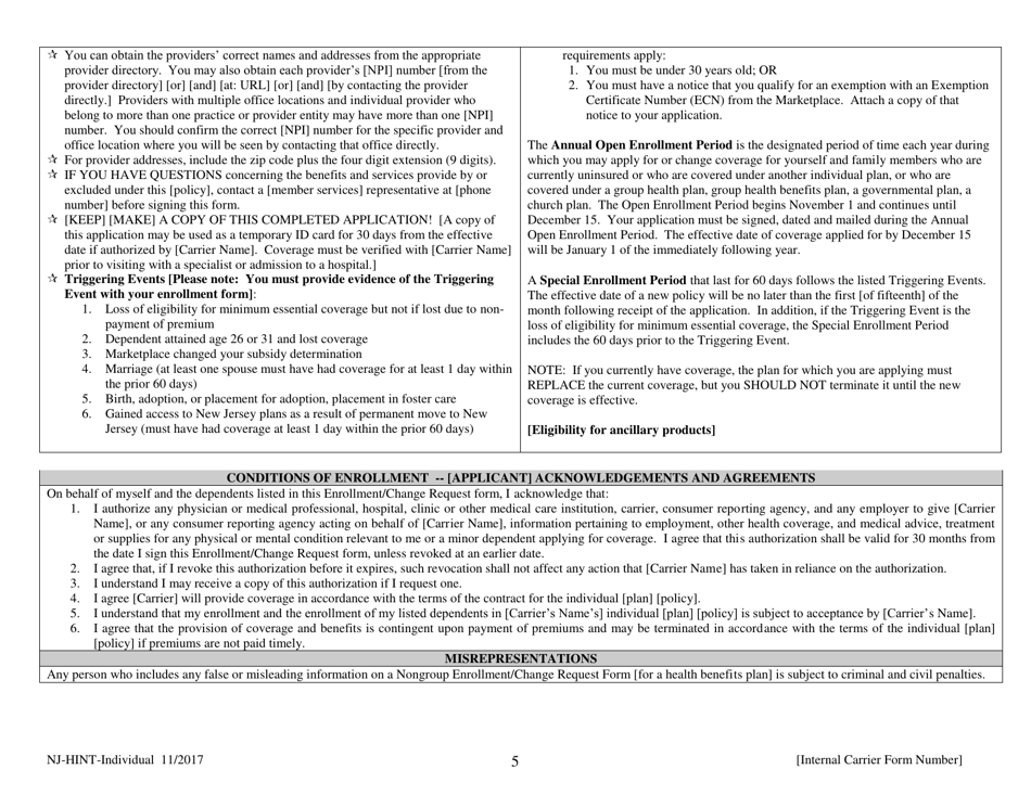 Nongroup Enrollment / Change Request - New Jersey, Page 5