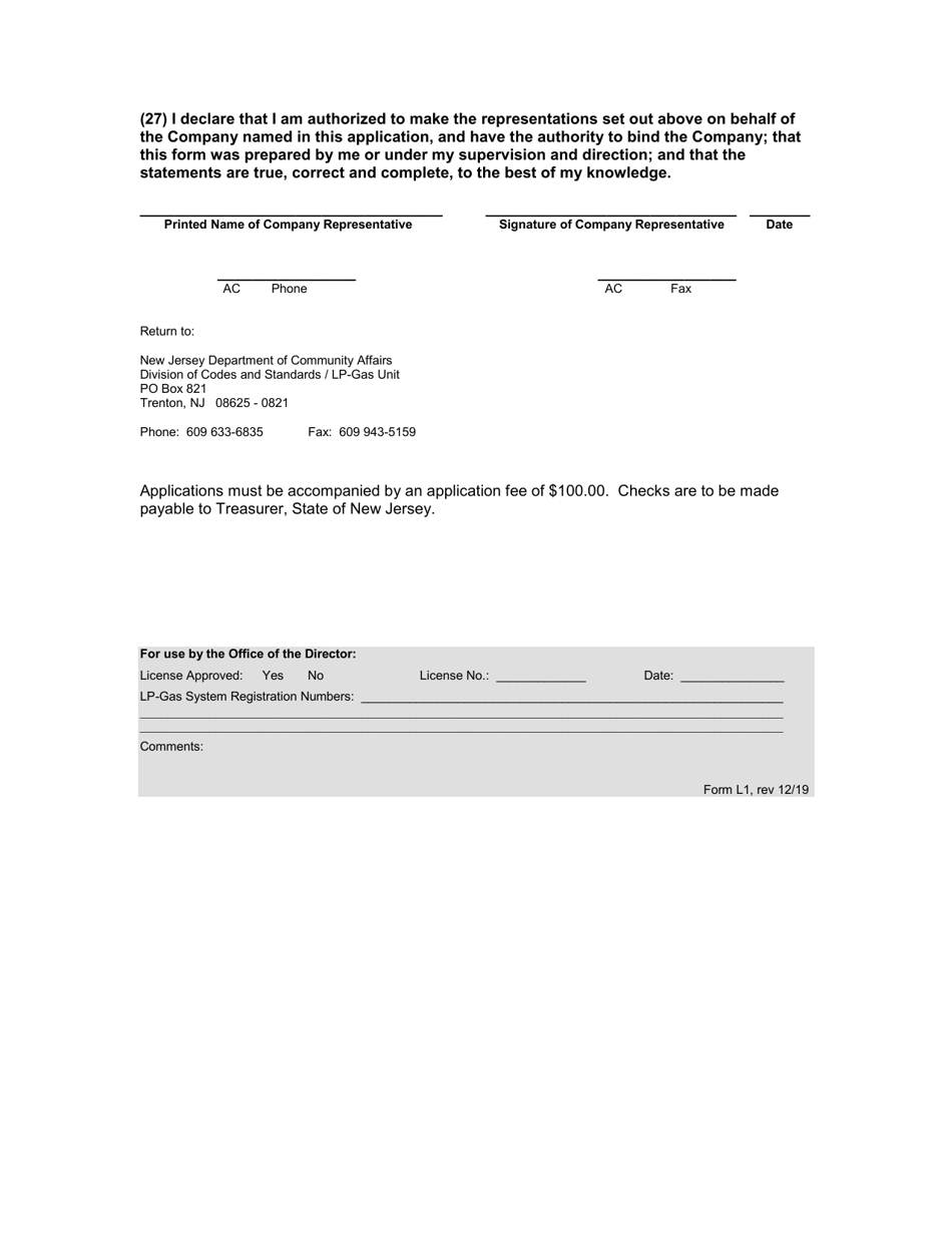 Form L1 Application for Lpg Marketers License - New Jersey, Page 5