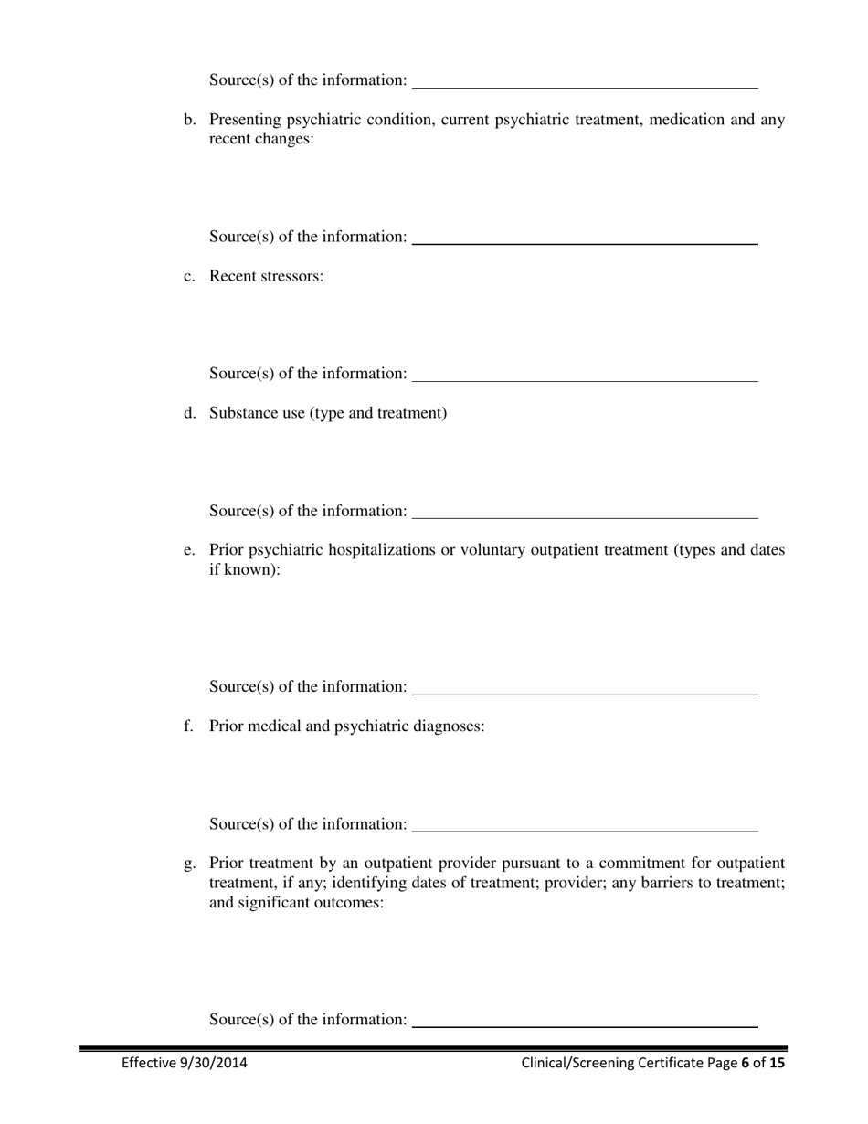 Clinical / Screening Certificate for Involuntary Commitment of Mentally Ill Adults - New Jersey, Page 6