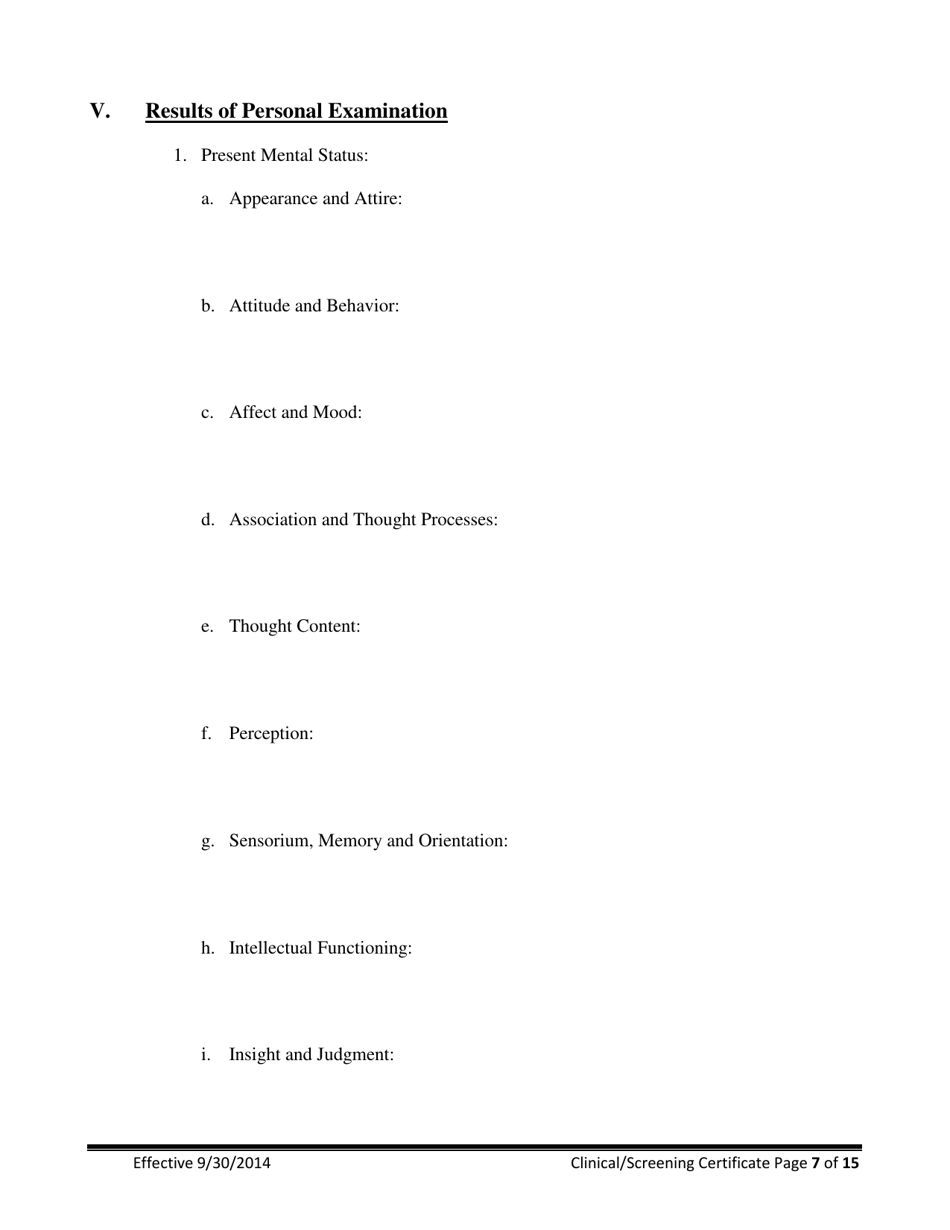 Clinical / Screening Certificate for Involuntary Commitment of Mentally Ill Adults - New Jersey, Page 7