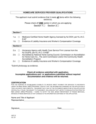 Form JACC-8 Section III Homecare Services Provider Qualifications - New Jersey, Page 2