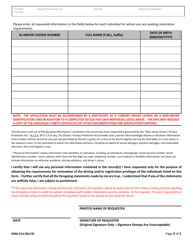 Form DRM-21A Restoration Requirement Application - New Jersey, Page 2