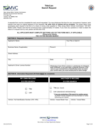 Form DO-22 Title/Lien Search Request - New Jersey