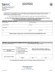 Form DO-11B Vehicle Registration Application Request - New Jersey
