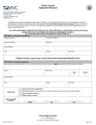 Document preview: Form DO-11C Driver License Application Request - New Jersey
