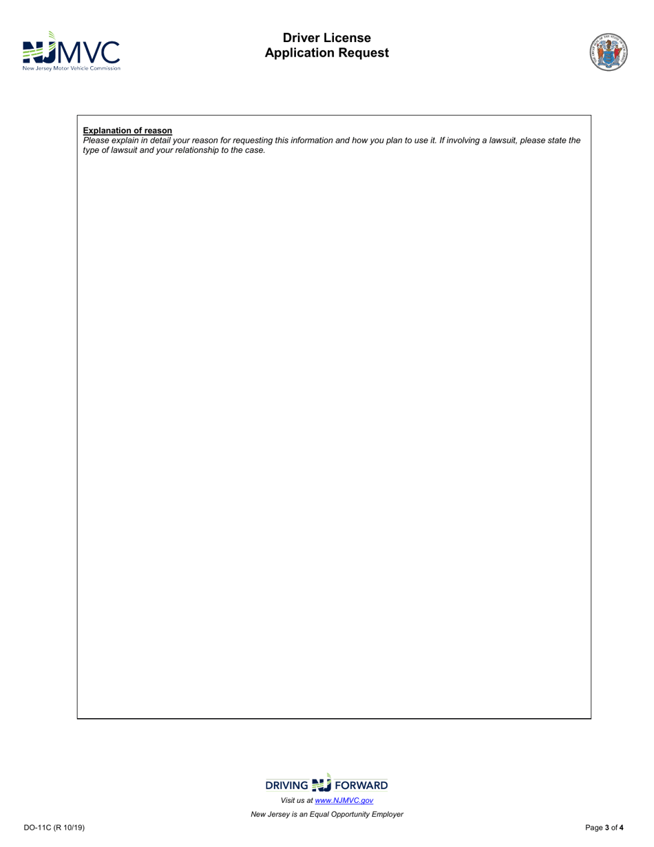 Form DO-11C Driver License Application Request - New Jersey, Page 3