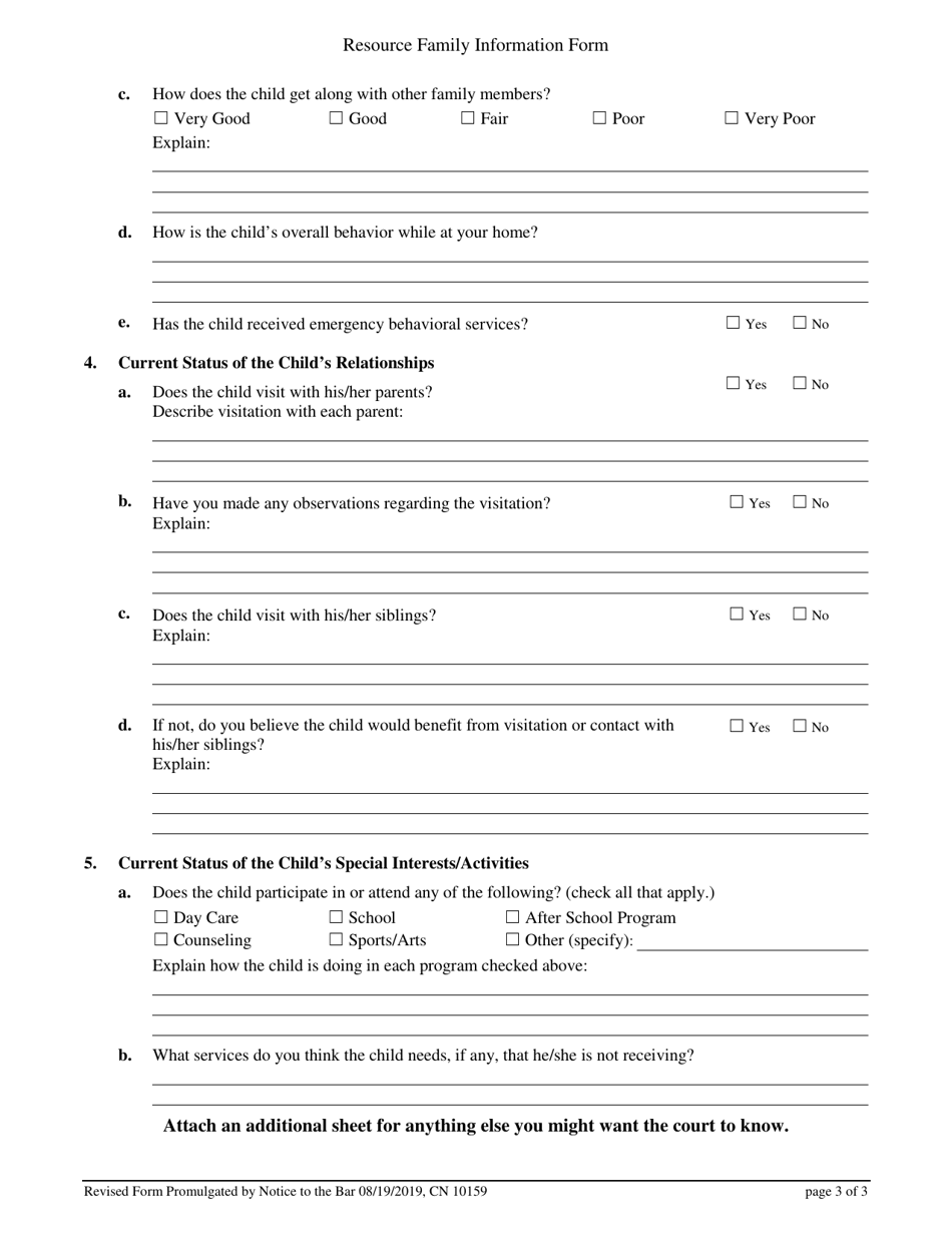 Form 10159 Resource Family Information Form - New Jersey, Page 3