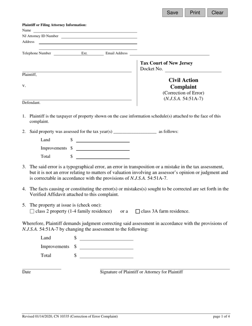 Form 10335  Printable Pdf
