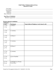 Document preview: Form 10746 Child Welfare Mediation Referral Form - New Jersey