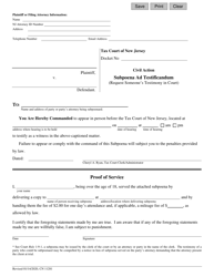 Form 11281 &quot;Subpoena Ad Testificandum - Tax Court (Request Someone's Testimony in Court)&quot; - New Jersey