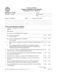 Form 11707 Voluntary Stipulation and Admission Pursuant to N.j.s.a. 30:4c-12 - New Jersey