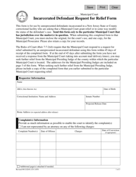 Document preview: Form 11870 Incarcerated Defendant Request for Relief Form - New Jersey
