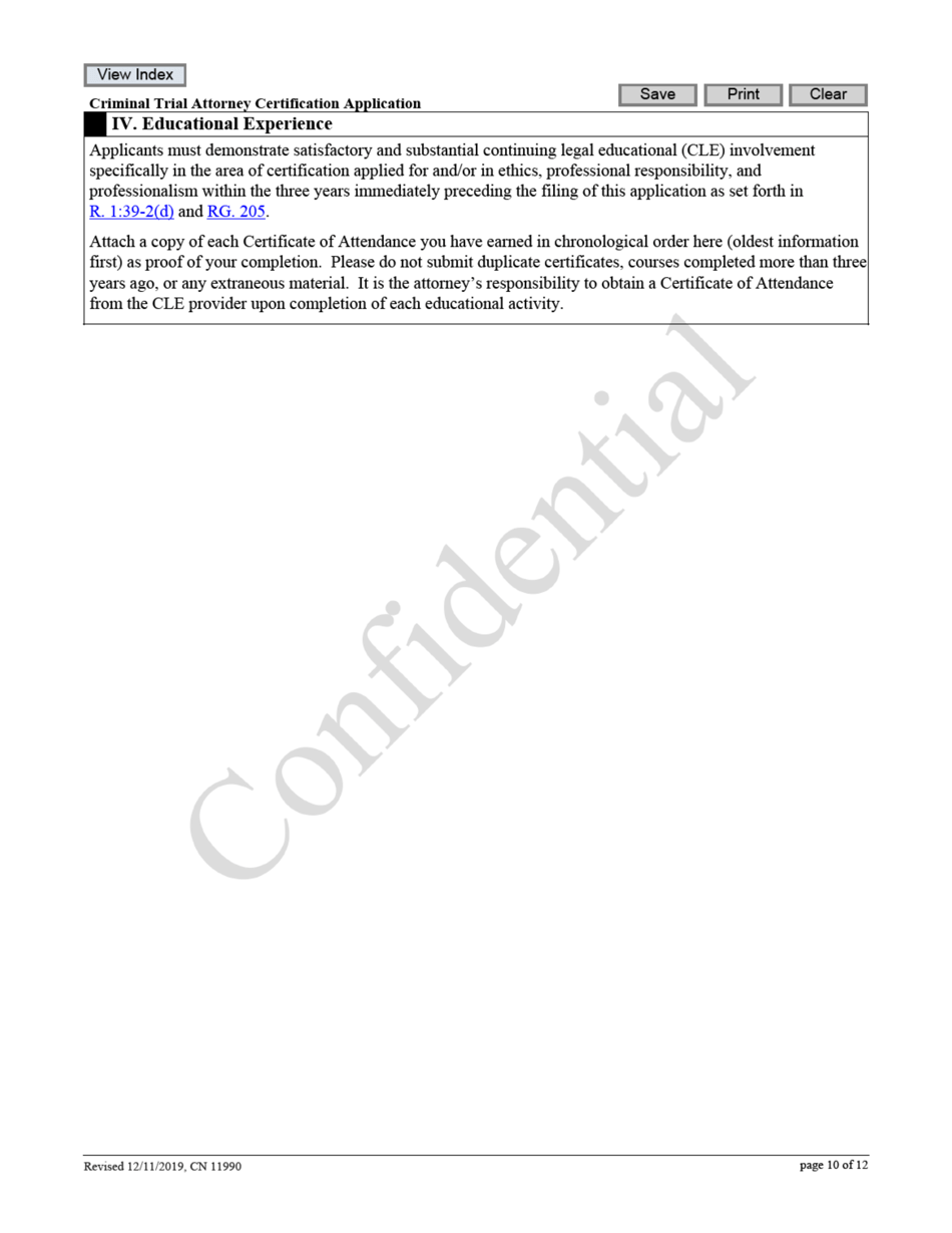Form 11990 Criminal Trial Attorney Certification Application - New Jersey, Page 10