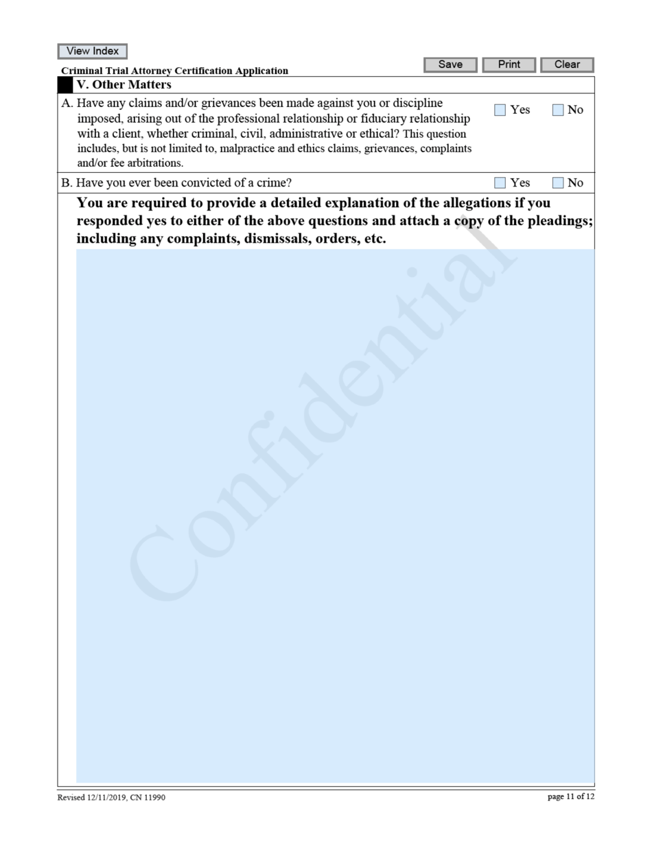 Form 11990 Criminal Trial Attorney Certification Application - New Jersey, Page 11
