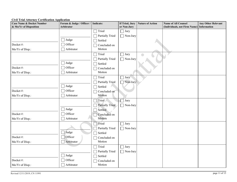 Form 11991 Civil Trial Attorney Certification Application - New Jersey, Page 11