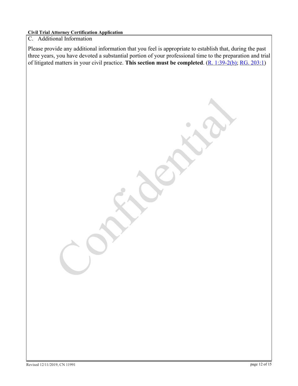 Form 11991 Civil Trial Attorney Certification Application - New Jersey, Page 12