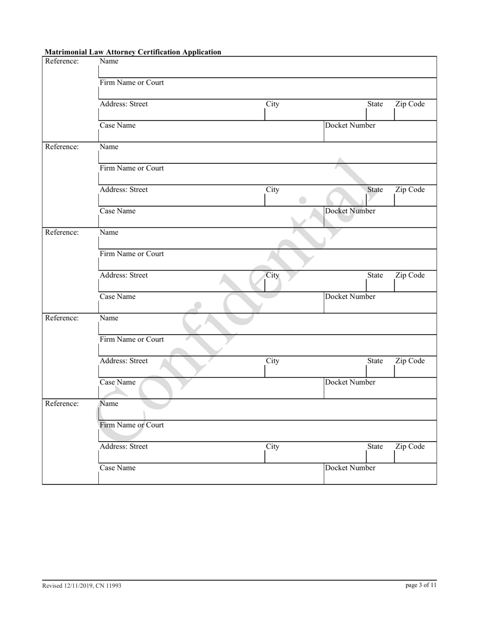 Form 11993 Matrimonial Law Attorney Certification Application - New Jersey, Page 3