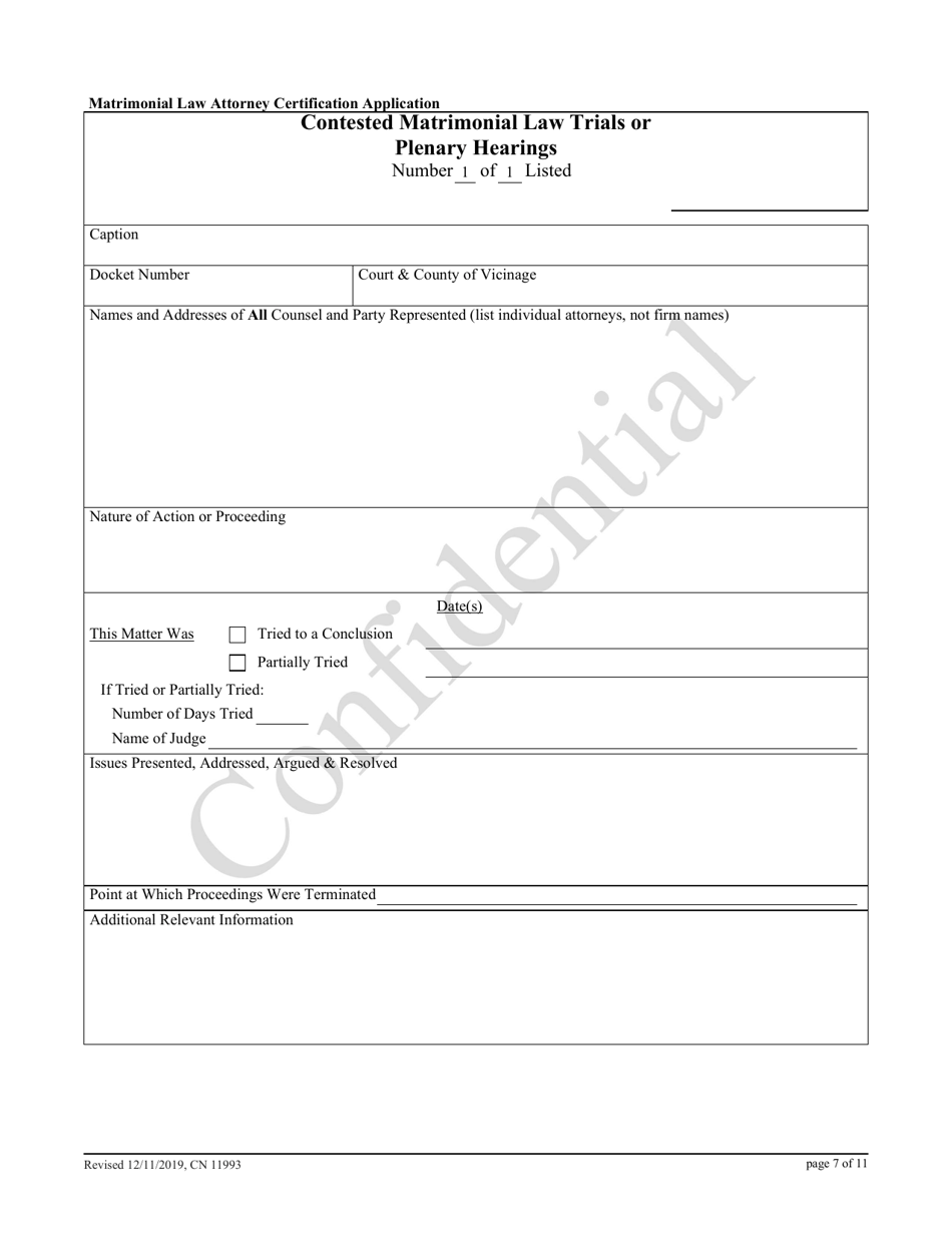 Form 11993 Matrimonial Law Attorney Certification Application - New Jersey, Page 7