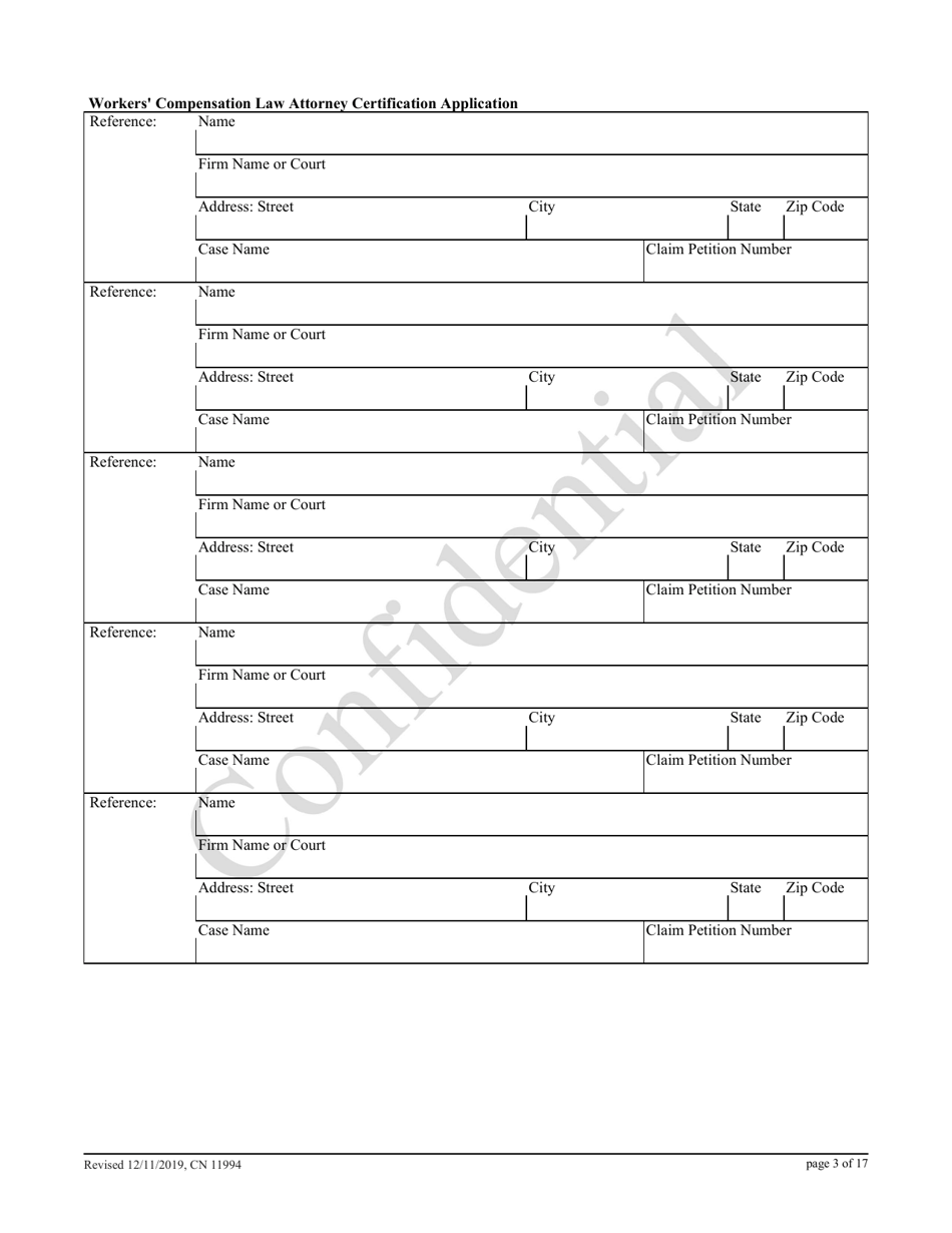 Form 11994 Workers Compensation Law Attorney Certification Application - New Jersey, Page 3