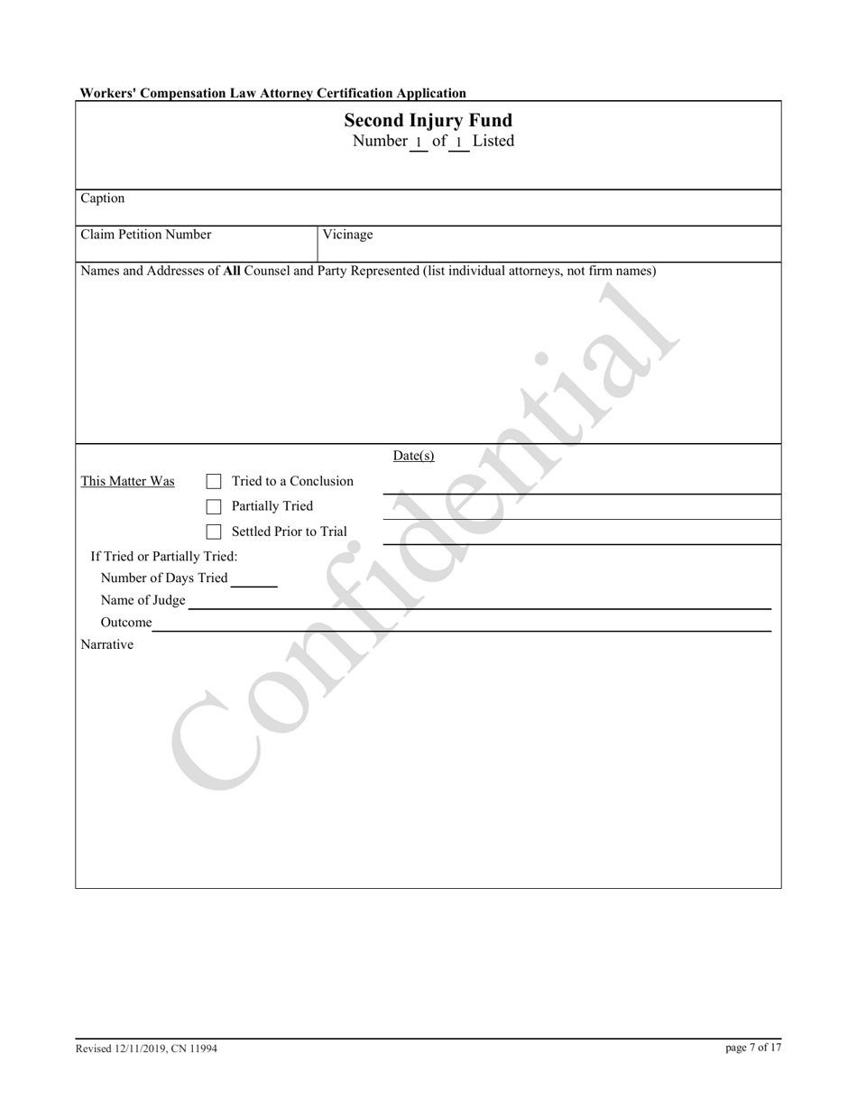 Form 11994 Workers Compensation Law Attorney Certification Application - New Jersey, Page 7