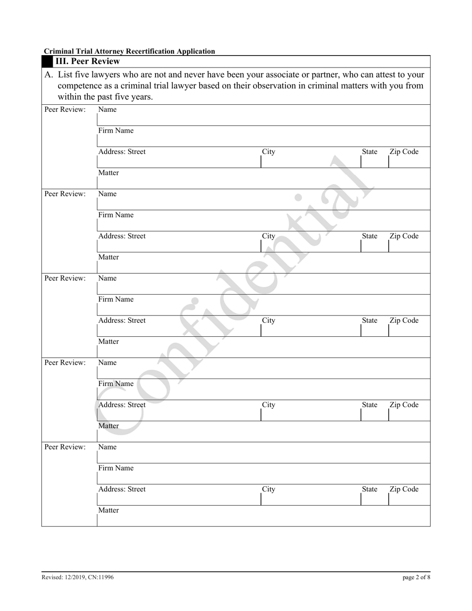 Form 11996 Criminal Trial Attorney Recertification Application - New Jersey, Page 2
