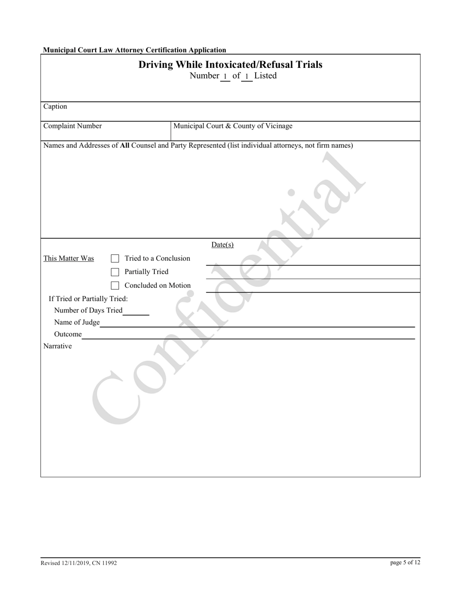 Form 11992 Municipal Court Law Attorney Certification Application - New Jersey, Page 5