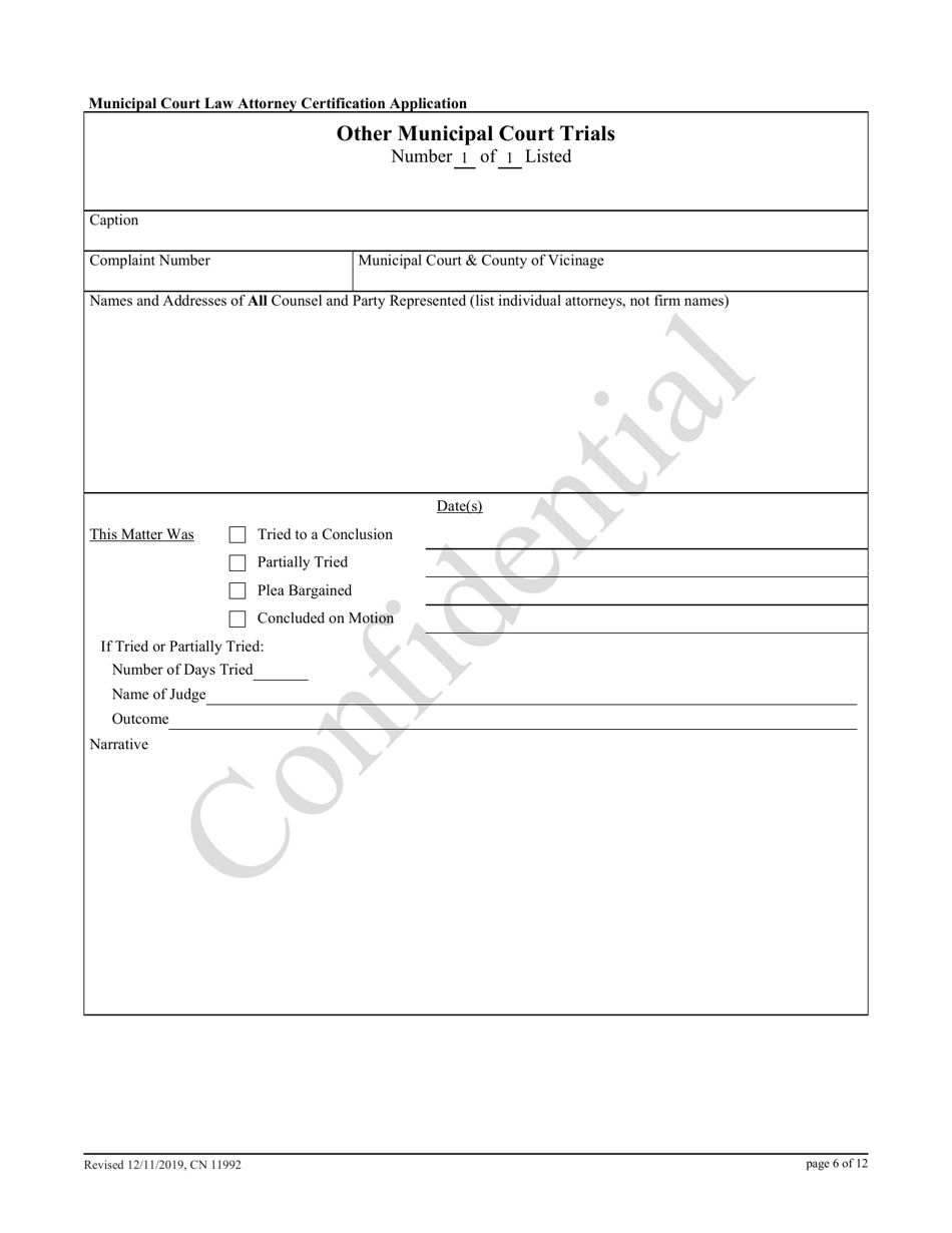Form 11992 Municipal Court Law Attorney Certification Application - New Jersey, Page 6