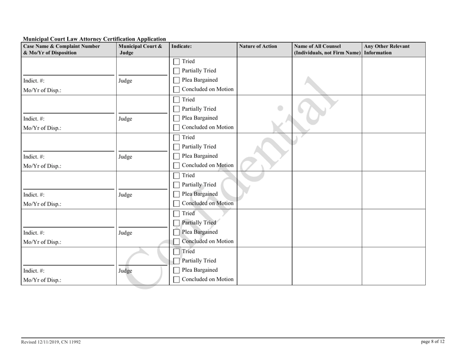 Form 11992 Municipal Court Law Attorney Certification Application - New Jersey, Page 8
