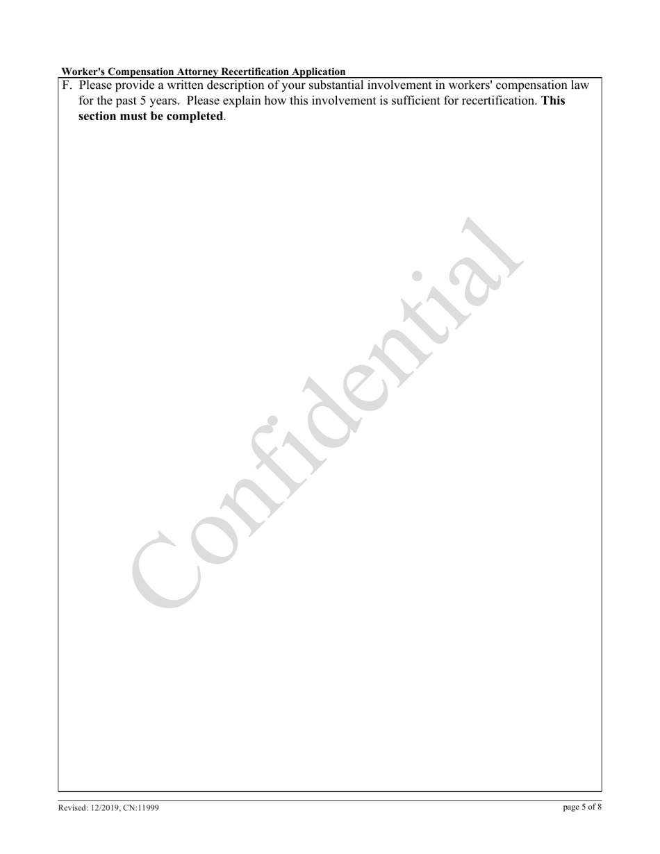 Form 11999 Workers Compensation Law Attorney Recertification Application - New Jersey, Page 5