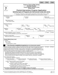 Document preview: Form 12305 Pretrial Intervention Program Application - New Jersey (English/Spanish)