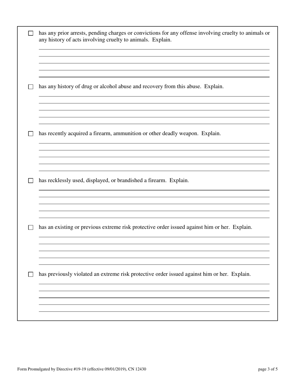 Form 12430 Petition for Temporary Extreme Risk Protective Order - New Jersey, Page 3