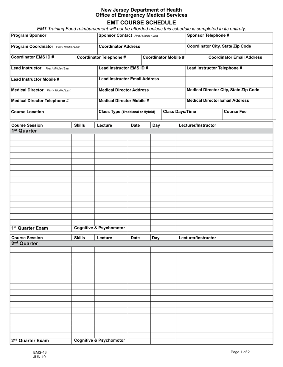 Form EMS-43 - Fill Out, Sign Online and Download Fillable PDF, New ...
