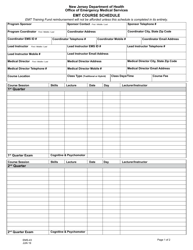 Form EMS-43 Emt Course Schedule - New Jersey
