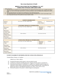 Form MAID-5 Consulting Physician Compliance Form - New Jersey
