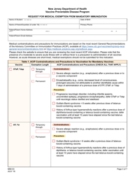 Form IMM-53 Request for Medical Exemption From Mandatory Immunization - New Jersey, Page 3